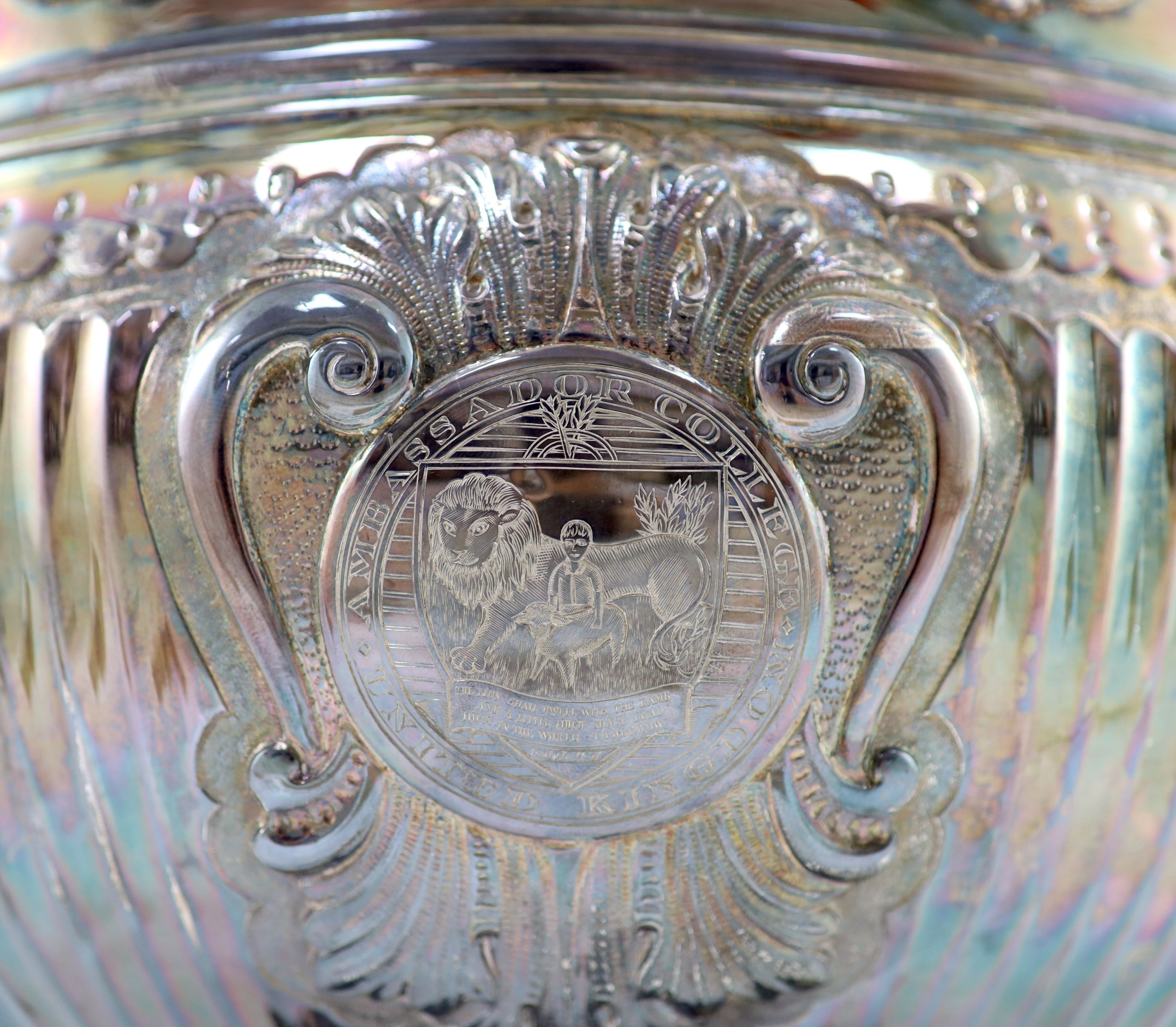 A good large Victorian fluted silver Monteith bowl, by F.B. Thomas & Co, New Bond Street
